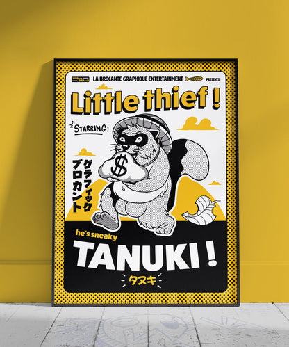 Affiche Little Thief Tanuki – poster folklore japonais 30x40 cm